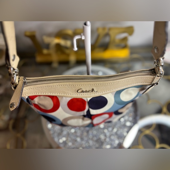 Coach 2013 Ashley Op Art Satin Multi Print Hobo Bag EUC - Picture 5 of 14